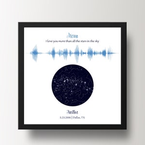 Custom Star Map By Date Voice Message Sound Wave Art and Night Sky by Date Mothers Day Gift for Mom from Kids image 3