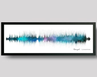 Custom Song Soundwave Art | Paper Anniversary Gifts Favorite Song | Iridescent Star Map Music Wall Art