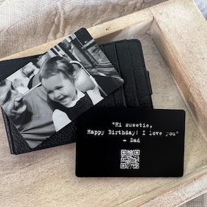 Engraved Photo Metal Wallet Card: Voice Recording Memorial Gift