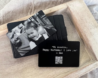 Tarjeta de metal con foto grabada para cartera: Regalo conmemorativo con grabación de voz