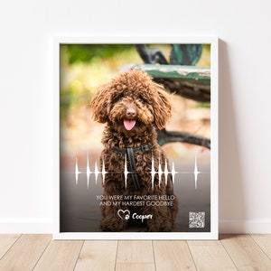 Personalized Dog Memorial Gift Sound Wave Art QR Code Sympathy Gift for Dog Loss Pet Loss Gifts image 2