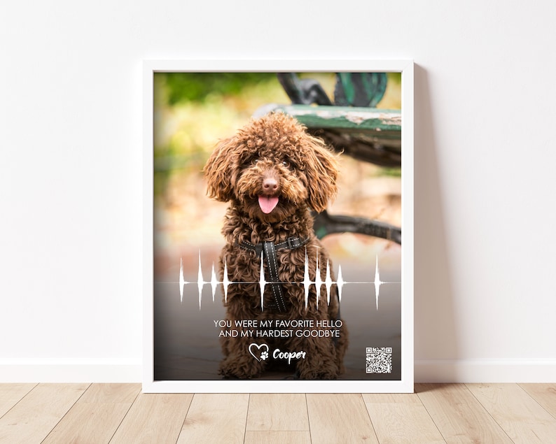 Personalized Dog Memorial Gift Sound Wave Art QR Code Sympathy Gift for Dog Loss Pet Loss Gifts image 2