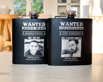 Groomsmen Proposal Gift, Personalized Flask, Best Man Proposal, Custom Engraved Flask with Photo