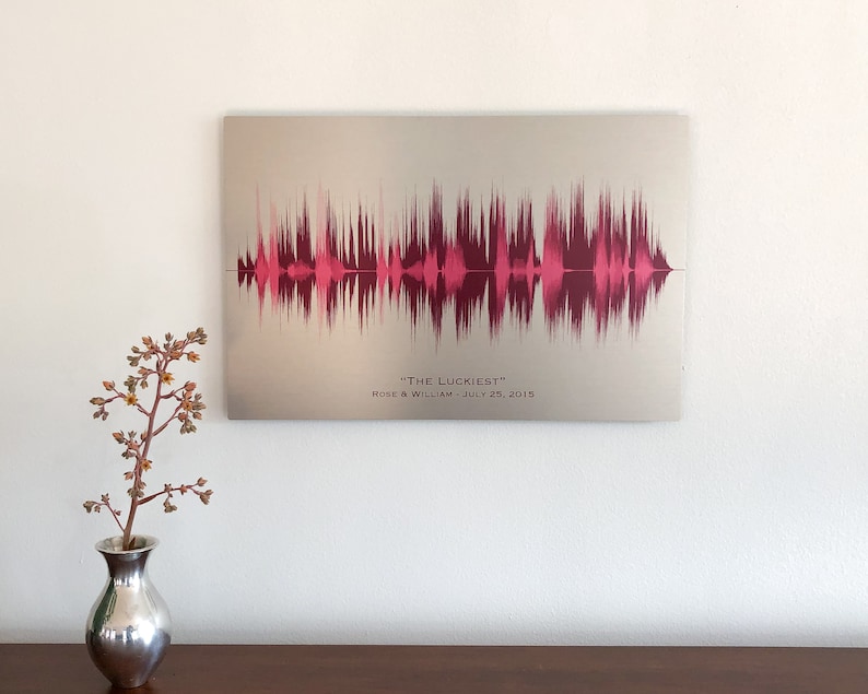 10 Year Anniversary Gift for Her Tin Anniversary Gift for Wife Wedding Song Soundwave Art image 2