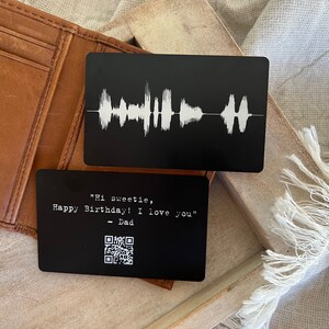 10 Year Tin Anniversary Gift Soundwave Art for Husband Metal Wallet Card Insert With QR Code Unique Gift Ideas image 2