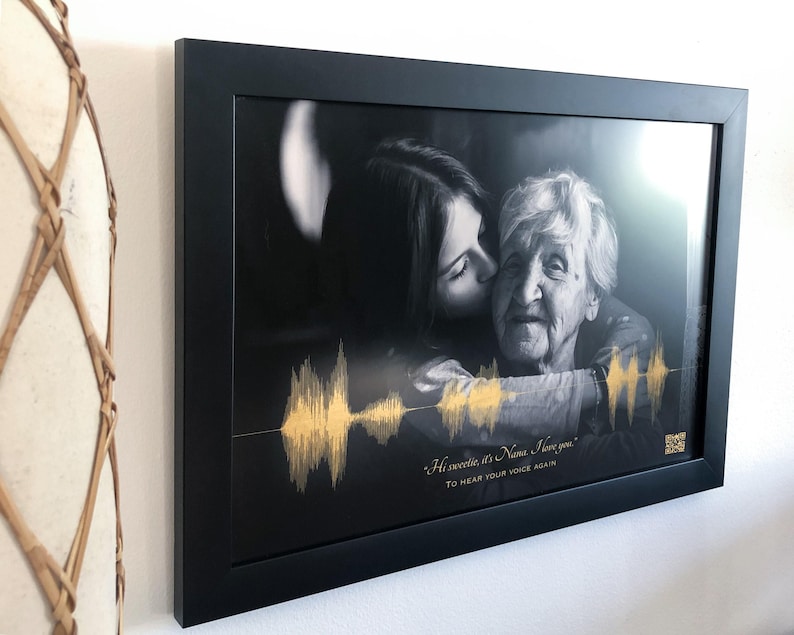 Voice Recording Memorial Gift | Loss of Mother | Voicemail Soundwave Art with QR Code image 2