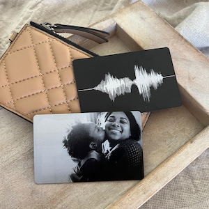Personalisierte Metall Brieftasche Karteneinsatz: Gravur Foto, Soundwave Kunst Geschenk