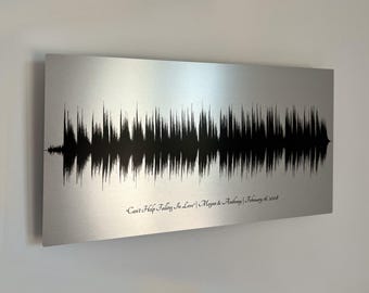 Personalized Wedding Song Sound Wave Art: Brushed Aluminum Metal Print