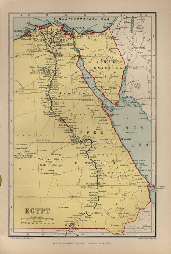 Karte Von Agypten 1923 Atlas Antike Karte Nil Delta Karte Etsy