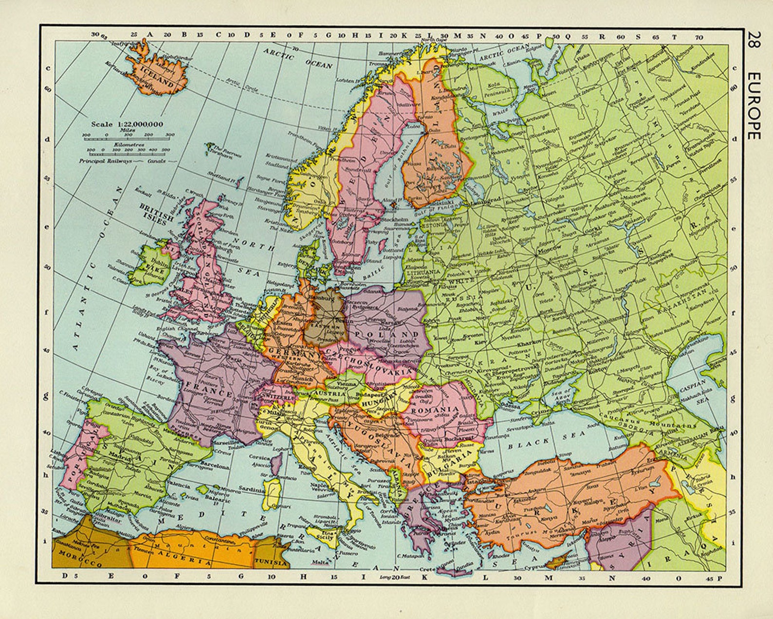Карта европы 1937