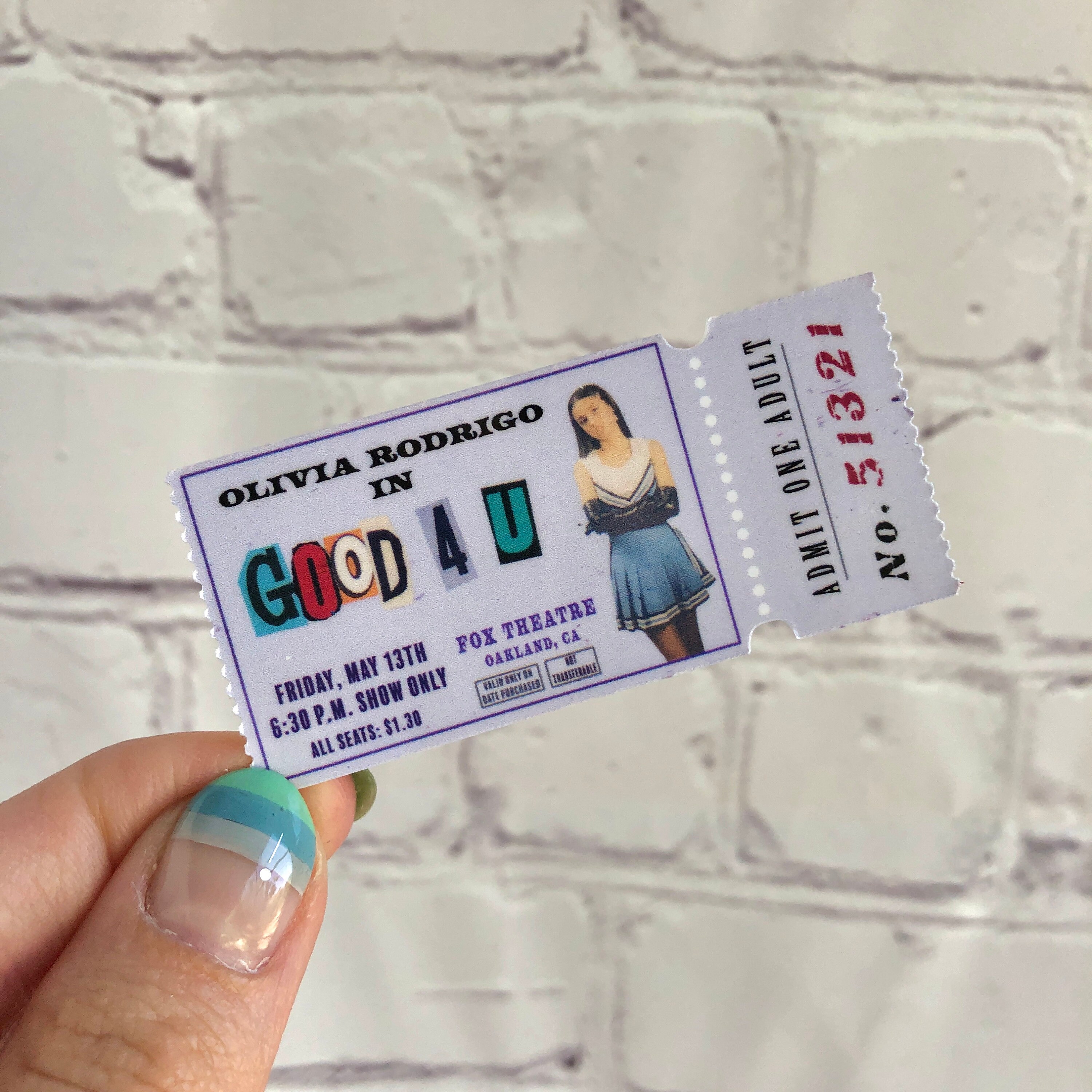 Good 4 U Vintage Movie Ticket Sticker | O|ivia Rodrigo Inspired Ticke…