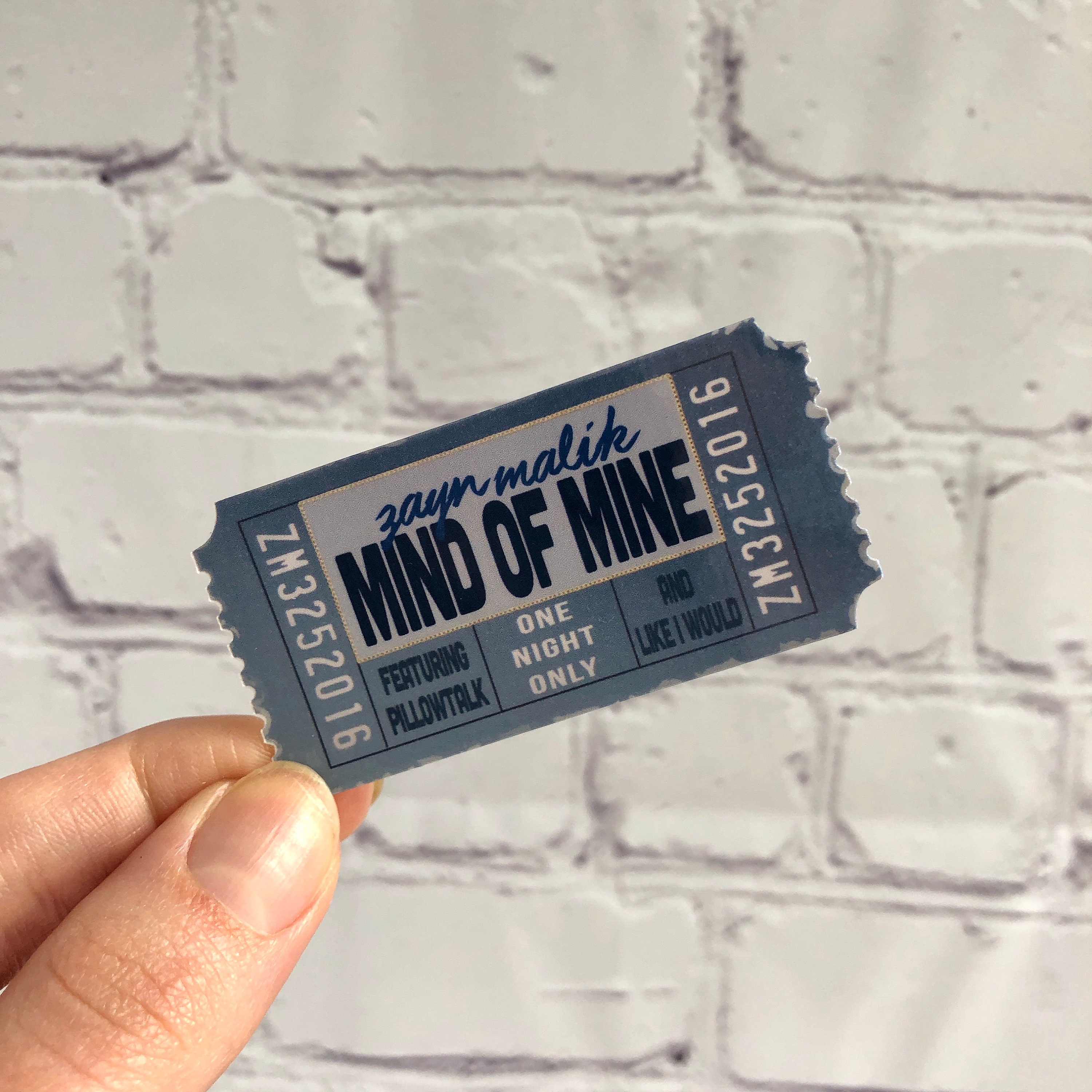 Zayn Malik Mind of Mine Vintage Ticket Inspired Vinyl Sticker | One D…