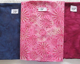 Batik Fabric Blue Pink Red Bundle Last of the Best 1 Yd 18 inches