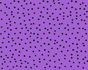 Dinky Dots Purple with Black Dots Cotton Fabric by Loralie Designs