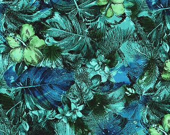 Casablanca Floral Teal Cotton Fabric by RJR BTY