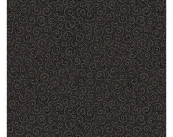 Black Curly Cues Quilting Illusions Cotton Fabric by Quilting Treasures