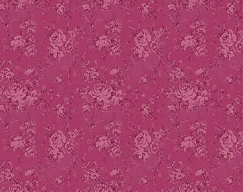 Roses for You Ruru Dark Pink Tonal Rose 2420 15B by Quilt Gate Sold by the Yard