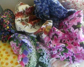 Floral Flower Designer Cotton Fabric Scraps  Strips Fabric Pieces  Remnants  S