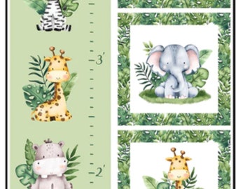 Wee Safari Growth Chart 23x44 Childrens Cotton Fabric by Northcott