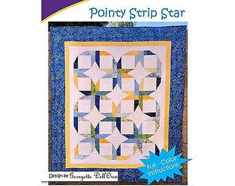 Pattern Pointy Strip Star 2  and one half inch Strips Cozy Quilt Design 5 Sizes