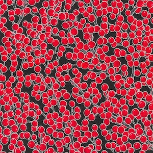 Holiday Flourish Snow Flower Christmas Berries Silver Onyx Cotton Kaufman BTY