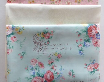 Floral Roses on Green and Pink 3 Yard Bundle Cotton by Sue's Creating Cottage