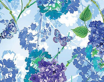 Butterfly Bliss Floral Garden Sky Blue by Benartex by the yard
