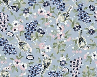 Serenade - Periwinkle Bird Song - Blue Cotton Fabric by Windham Fabrics
