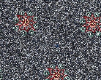 Authentic Aboriginal fabric, Yallaroo Black by June Smith  Cotton Fabric by M...