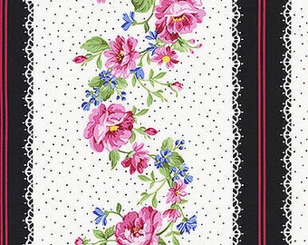 Pretty Sweet Floral Stripe Flowerhouse Cotton Fabric by Kaufman by the yard