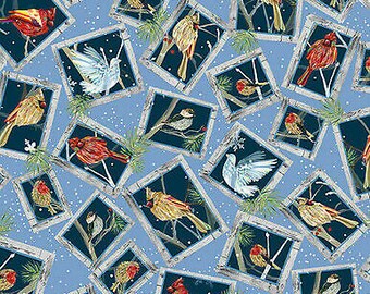 First Frost Birds Blue Cotton Quilting Treasures