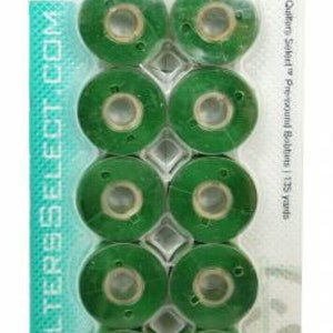 Quilters Select 0206 Wreath Green Prewound Bobbins for Class 15 Sewing Machines