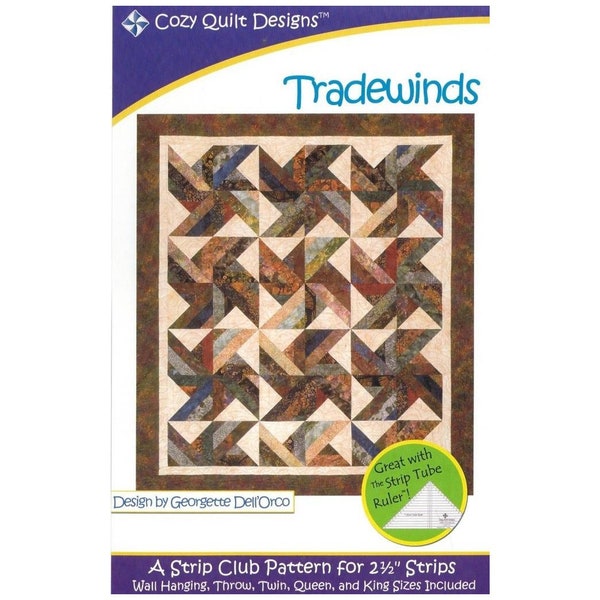 Trade Winds Tradewinds Quilt Pattern, Jelly Roll 2.5 Inch Strip Friendly,