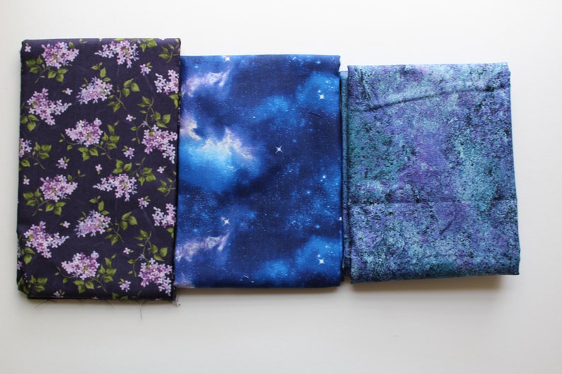 Flowers and Blue Fabric Bundle,Last of the Best~2 Yds 27 inches