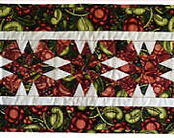 Christmas Kaleidoscope Table Runner, A paper pieced pattern 13"x37", by Bea Lee