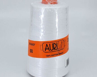 Aurifil Mako Cotton Thread Bright White 2024 Large Spool 50Wt 6452Yd