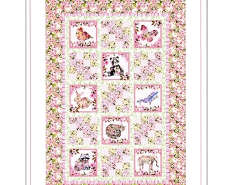 Pretty in Pink Quilt Pattern 50x73 in by In The Beginning Fabrics