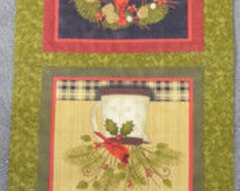 Country Cardinals Table Runner-Pieced and Quilted by Sue 14"x46", All Cotton