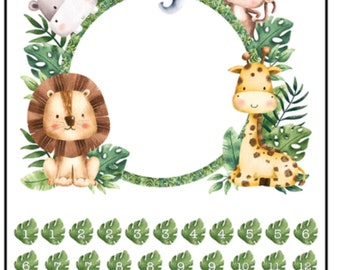 Wee Safari Milestone Panel 43x60 Childrens Cotton Fabric by Northcott