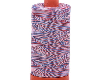 Aurifil 3852 Variegated 50W 1422 yd Red/White/Blue Patriotic Thread