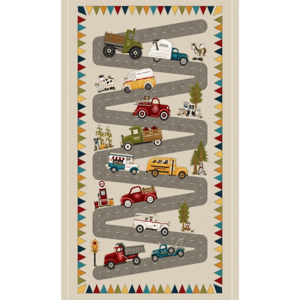 Papa's Old Truck Banner 24" x 44" Cotton Fabric by Henry Glass