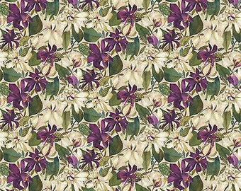 Avalon Packed Floral Beige Cotton Fabric by Northcott by the Yard