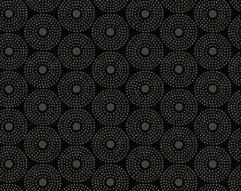 Circles Quilting Illusions Dk.Gray on Black Cotton Fabric by Quilting Treasures