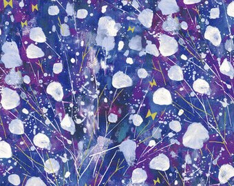 Snow Flowers Kasumisou Violet Cotton Fabric by RJR BTY