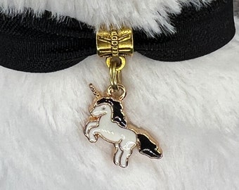 Gold Unicorn Charm Stuffed Animal Collar & Matching Leash, Stuffed Animal Necklace, Pretend Play, Dress Up Play