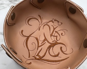 Embroidered Vinyl Snap Tray: Inky Doodle Animal Catch-All Bowl