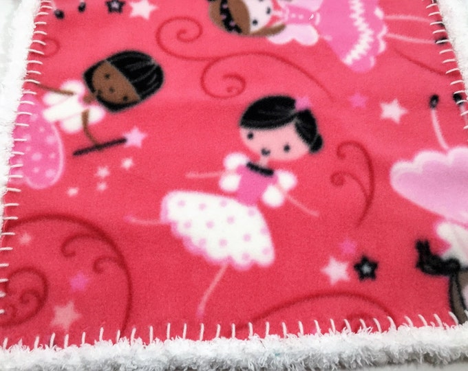 Pink Princess Crochet Edge Fleece Lovey Blanket, Doll Blanket, 12x12 Etsy