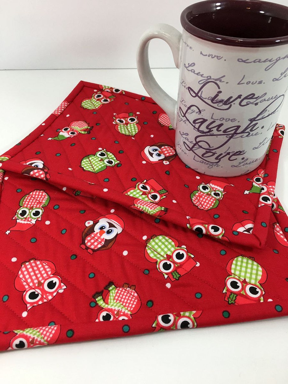 Christmas Owls Design Mug Rug Table Mat Placemat Large Etsy