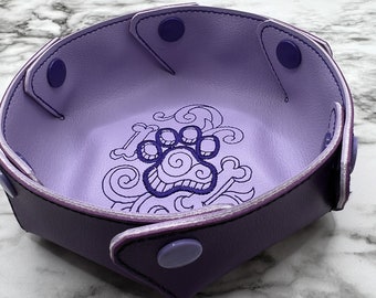 Dogs Embroidery Vinyl Snap Tray: Collapsible Catch All Bowl