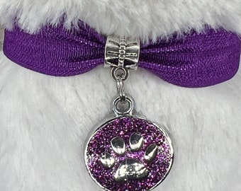 Round Paw Charm Stuffed Animal Collar & Matching Leash, Stuffed Animal Necklace, Pretend Play, Dress Up Play